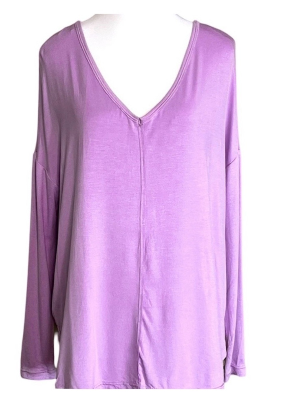 NWT Free People Miracle Trapeze V-Neck Tee Lavender Oversized Long Sleeve XS